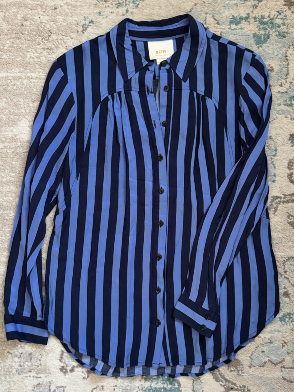 Maeve by Anthropologie Breckenridge Blue Striped Button Down